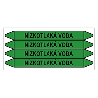 Značení potrubí, nízkotlaká voda,4 ks, 250 × 26 mm